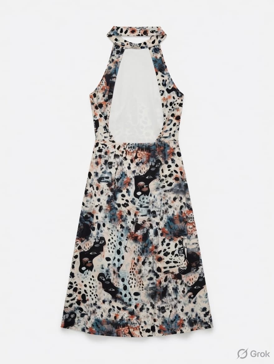 Indigo Abstract Leopard Printed Dress - cloth image 1