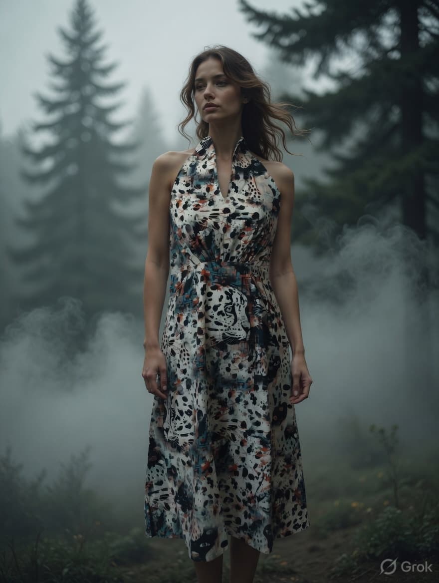 Indigo Abstract Leopard Printed Dress