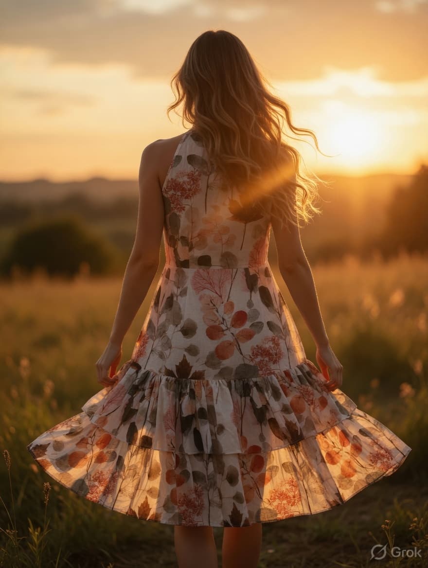 Eco Printed Halter Neck Dress