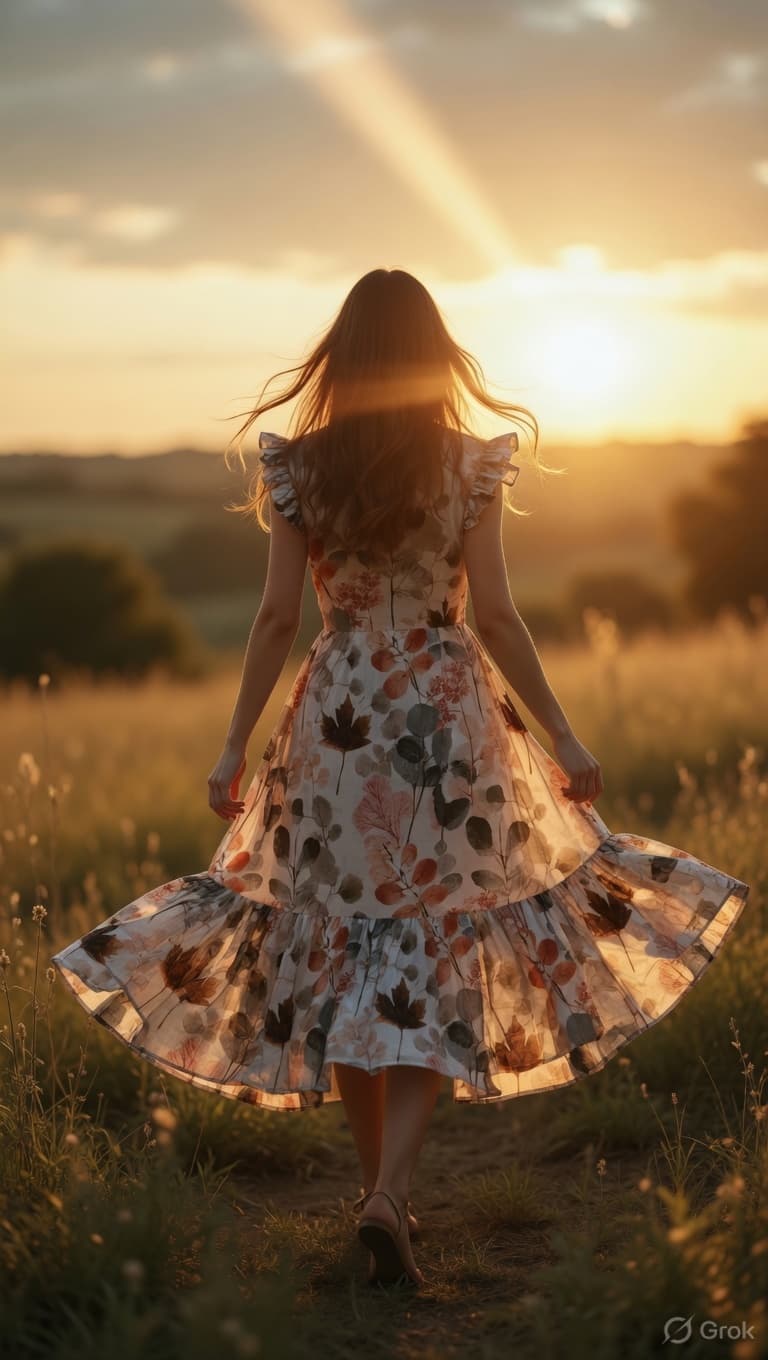 Eco Printed Frilled Dress