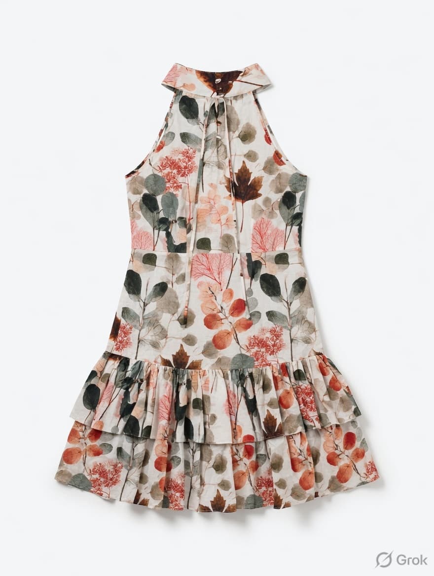 Eco Printed Halter Neck Dress - cloth image 2