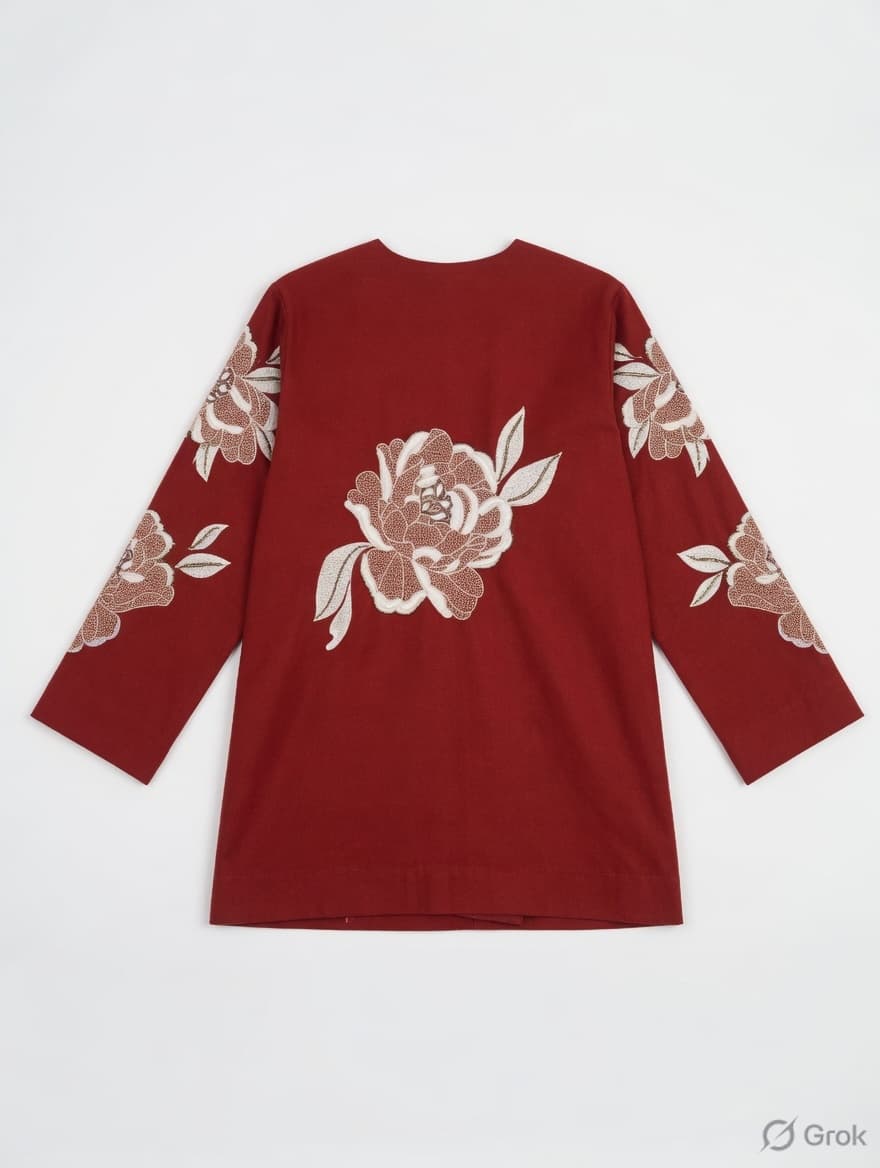 Maroon Floral Jacket - cloth image 2