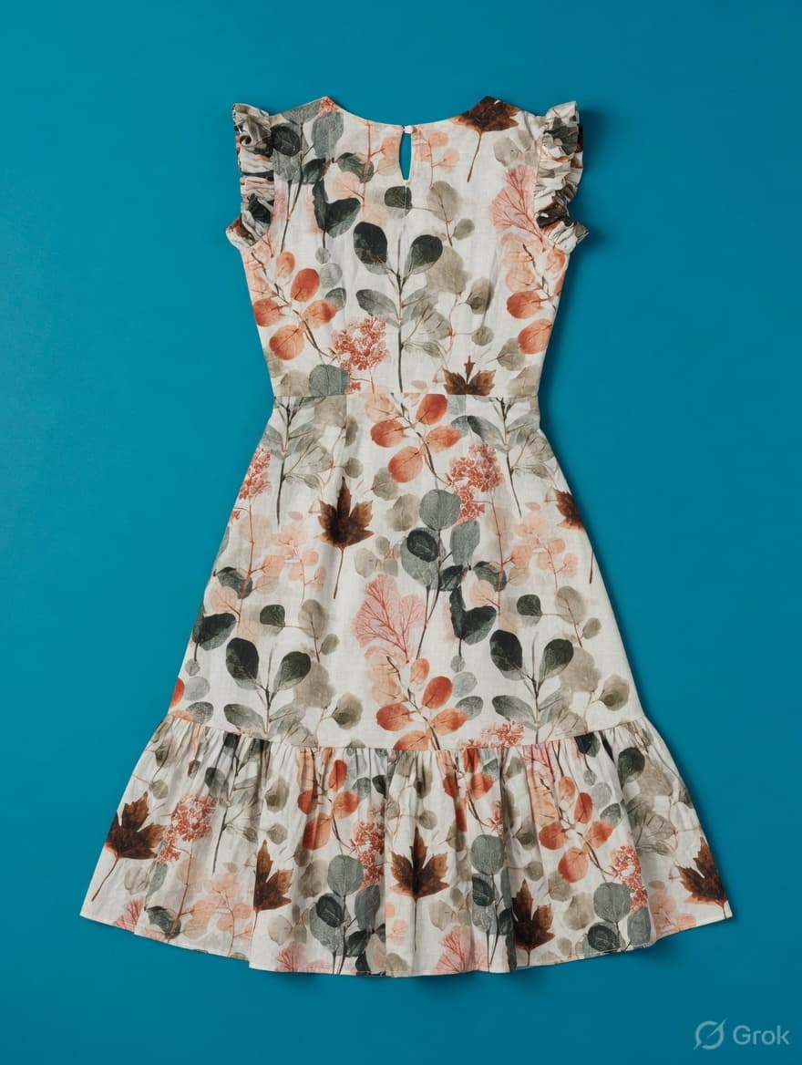 Eco Printed Frilled Dress - cloth image 2