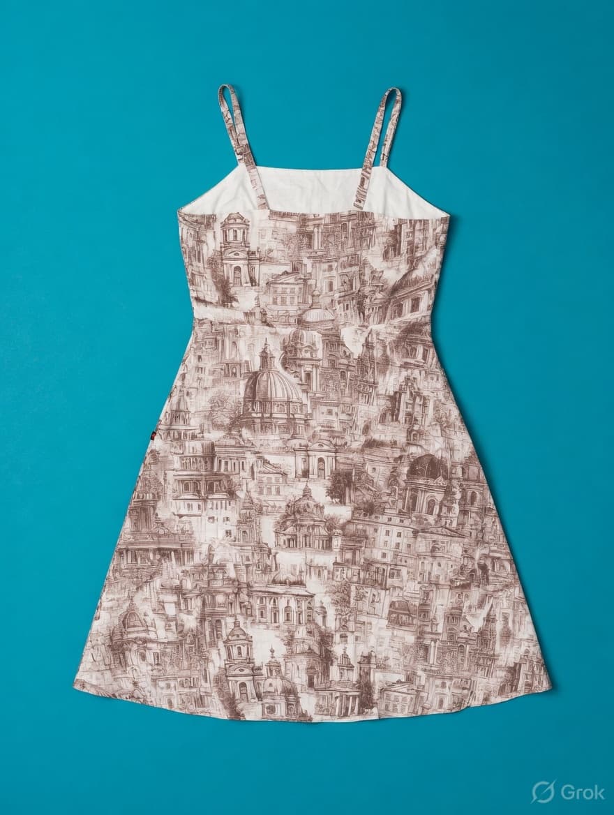 Architecture Printed Cowl Neck Dress - cloth image 2