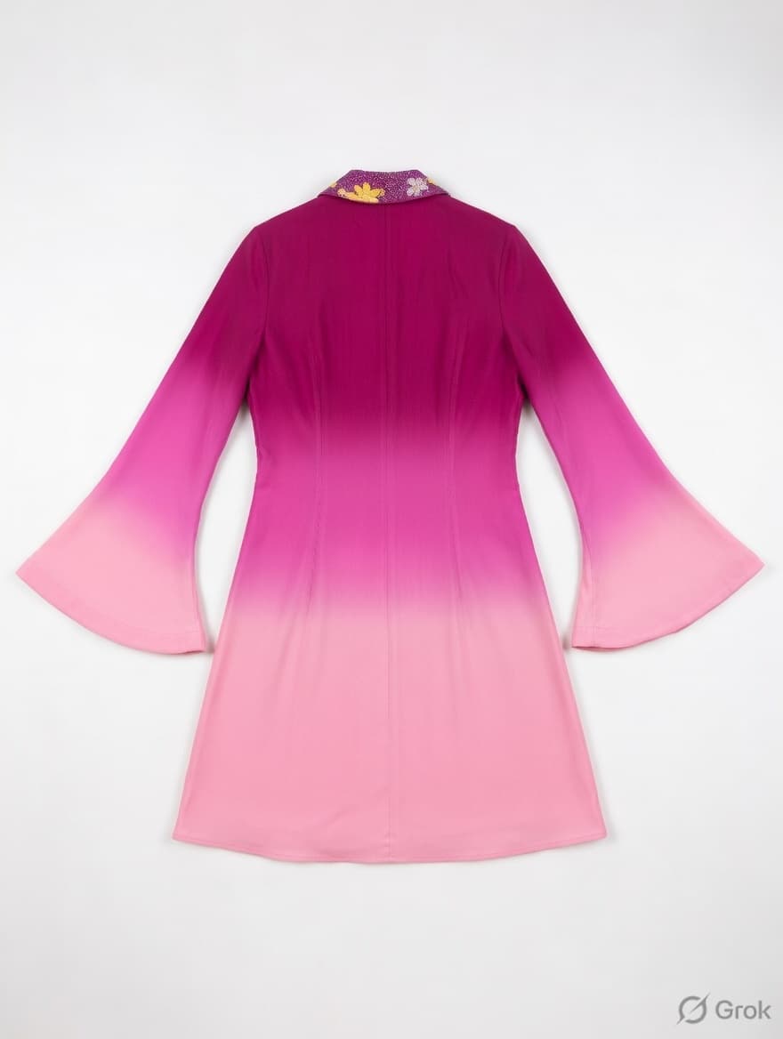 Pink Ombre Collar Embroidered Dress - cloth image 2
