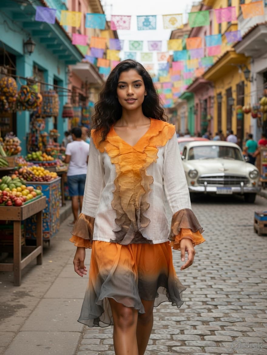 Orange Ruffled Top