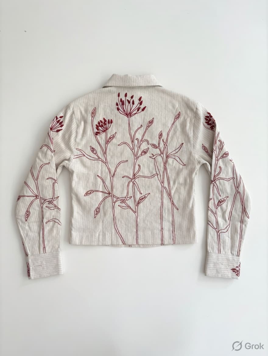 Red Embroidered Crop Shirt - cloth image 2