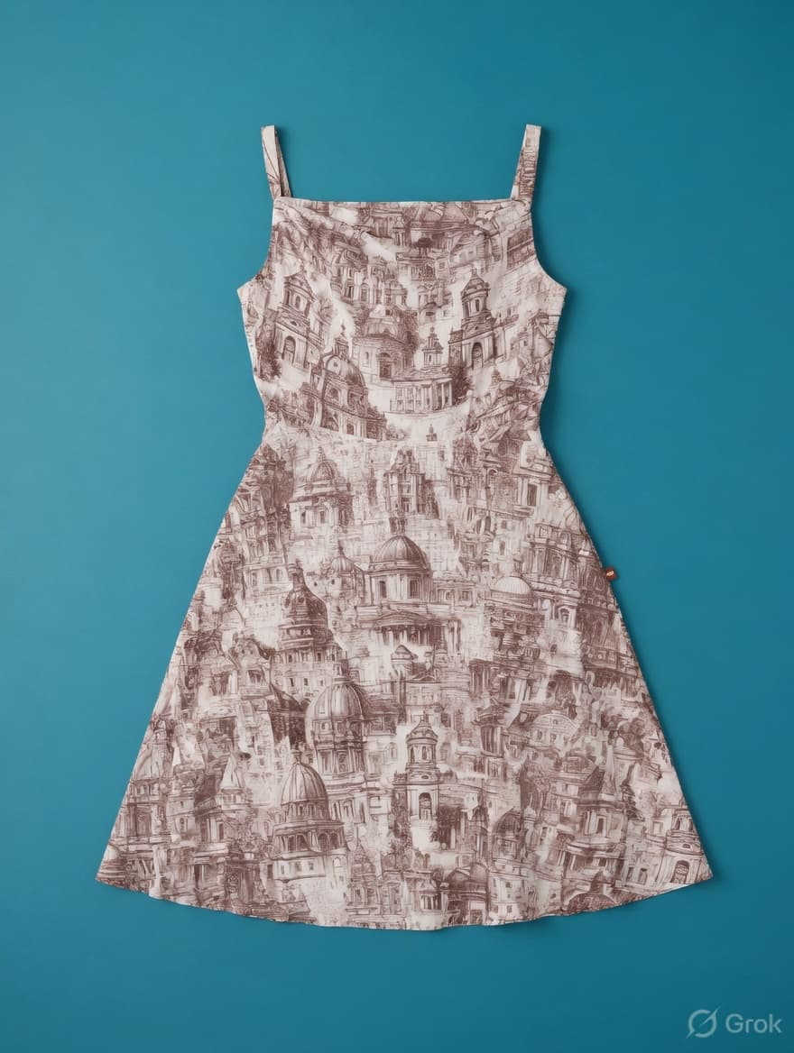 Architecture Printed Cowl Neck Dress - cloth image 1